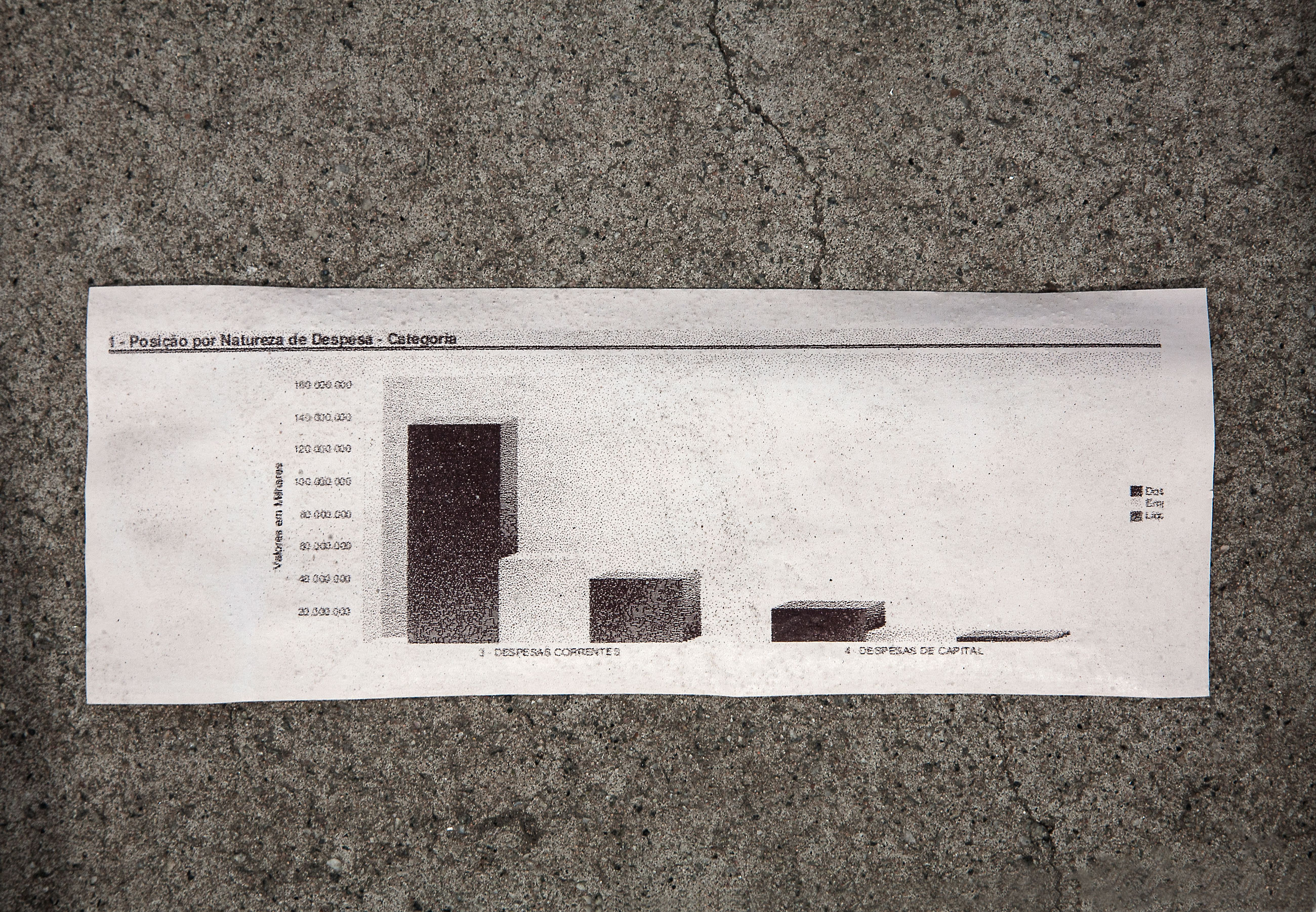Site-specific Installation titled Stereo Reality Environment/ Open Data/ SP by José Carlos Martinat, consisting of software, thermal printer, thermal paper, acrylic box, curated by Bruno Alves de Almeida for the project SITU at Galeria Leme, São Paulo, Brazil.
