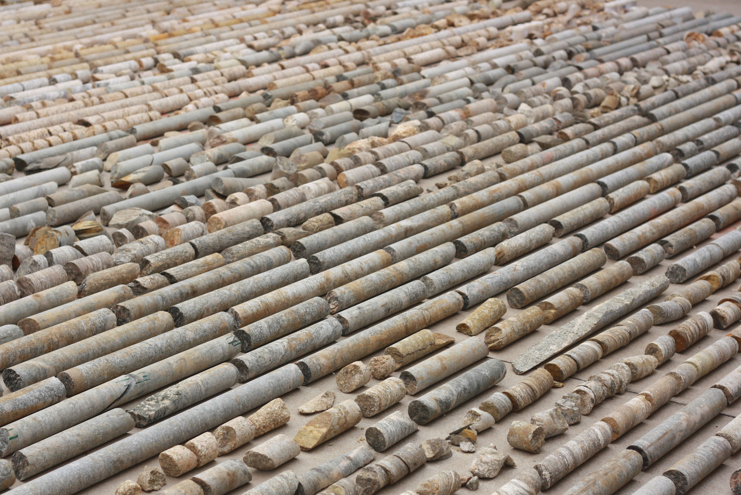 Site-specific Installation titled testemunho by artist Daniel de Paula, consisting of rock core samples, earth and diagram, curated by Bruno Alves de Almeida for the project SITU at Galeria Leme, São Paulo, Brazil.