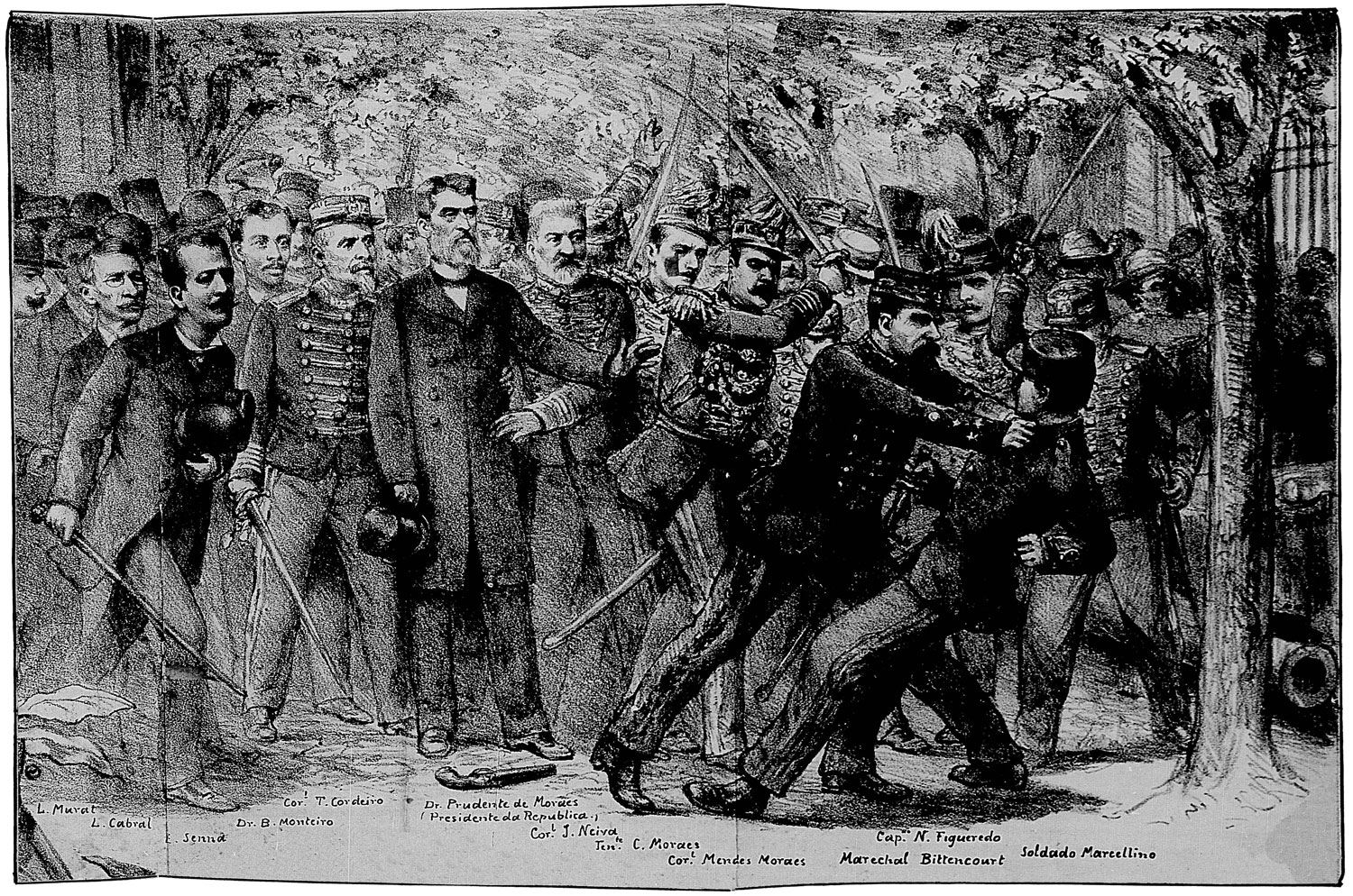 Illustration by Angelo Agostini in the Brazilian newspaper *Don Quixote*, 1897.